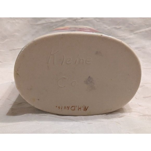 Vtg Kleine Co Vase Art Pottery Roses Handpainted Signed M. H. Davis Floral Gold - Picture 2 of 16